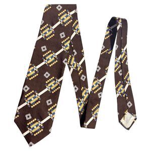 Vintage Serge Saint yves  Gentlemen Paris Brown Pale‎ Blue and Yellow men's